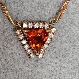Vintage 14k yellow gold diamond citrine contemporary modern pendant neck…